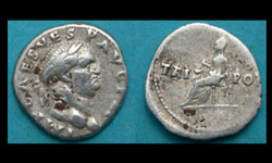 Vespasian, Denarius, Vesta Seated reverse